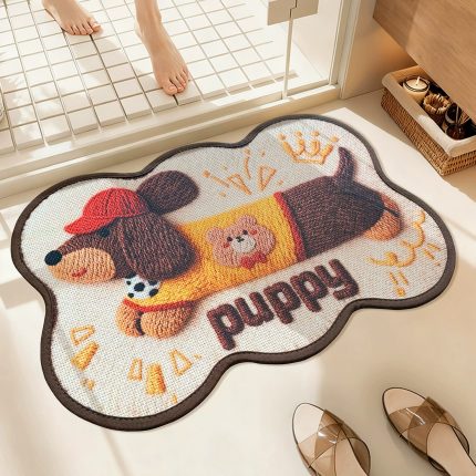 Knit-Like Bathroom Anti-Slip Mat - Cute Puppy Design