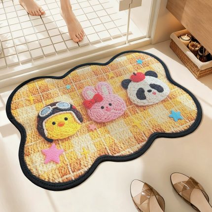 Knit-Like Bathroom Anti-Slip Mat - Star, Chick, Rabbit & Panda Design