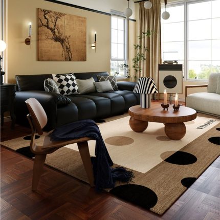Premium Mid-Century Modern Living Room Rug - French-Inspired