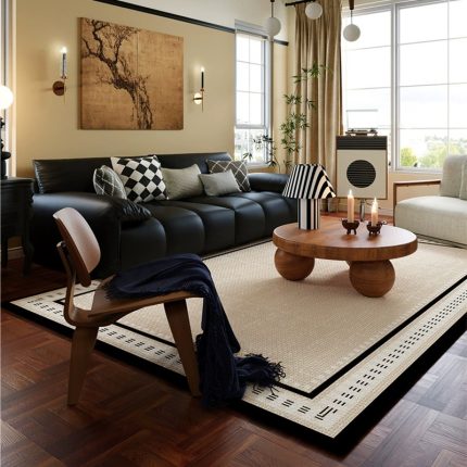 Premium Mid-Century Modern Living Room Rug - French-Inspired