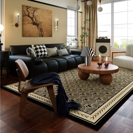 Premium Mid-Century Modern Living Room Rug - French-Inspired